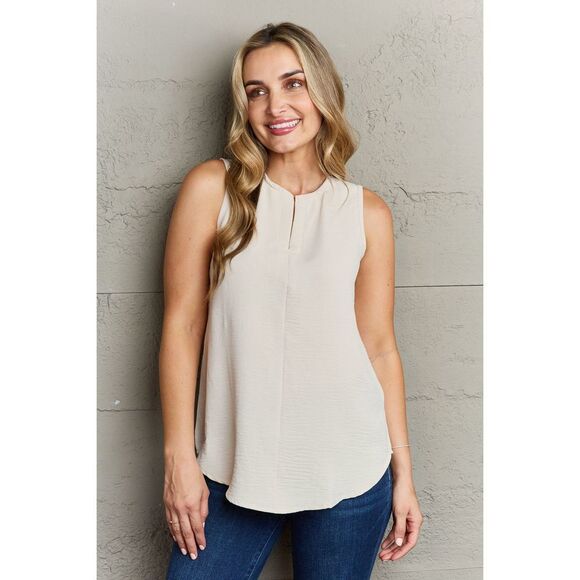 Ninexis First Glance Sleeveless Neckline Slit Top - Picture 1 of 4